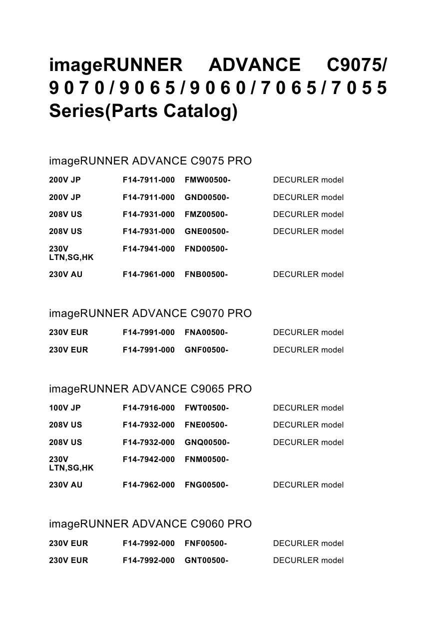 Canon imageRUNNER-ADVANCE-iR C7065 C7055 C9075 C9070 C9065 C9060 Parts Catalog-3